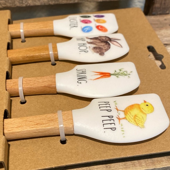 Rae Dunn Easter Mini Silicone Spatulas Wooden Handles Set Of 4, Easter Spatulas - Picture 12 of 12